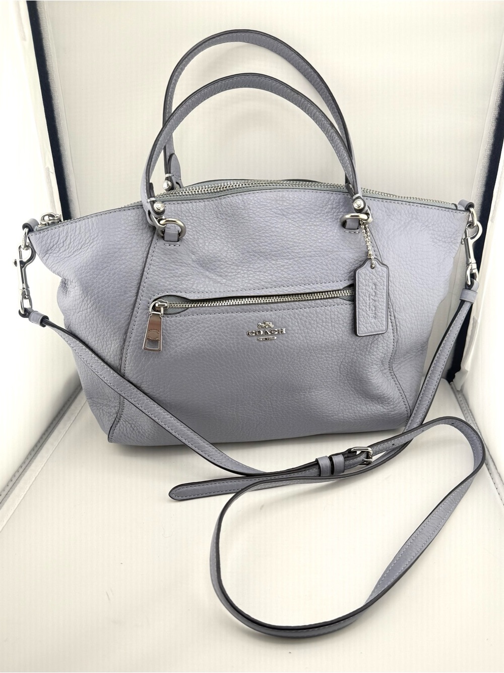 Coach Prairie Satchel Pebbled Leather Lilac Purple Y2K Shoulder Bag Purse Auth